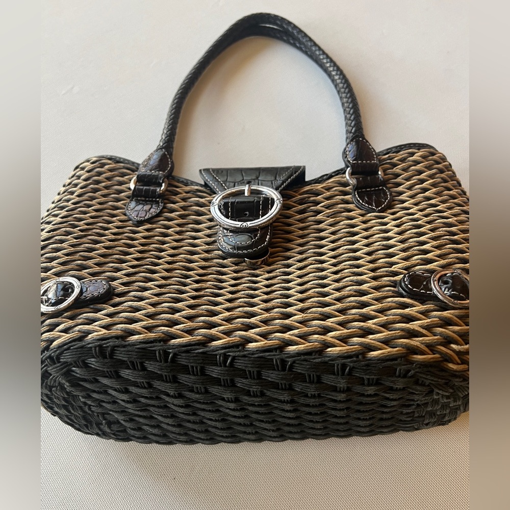 Brighton Bag Basket Weave Sturdy Straw Handbag Shoulder Purse